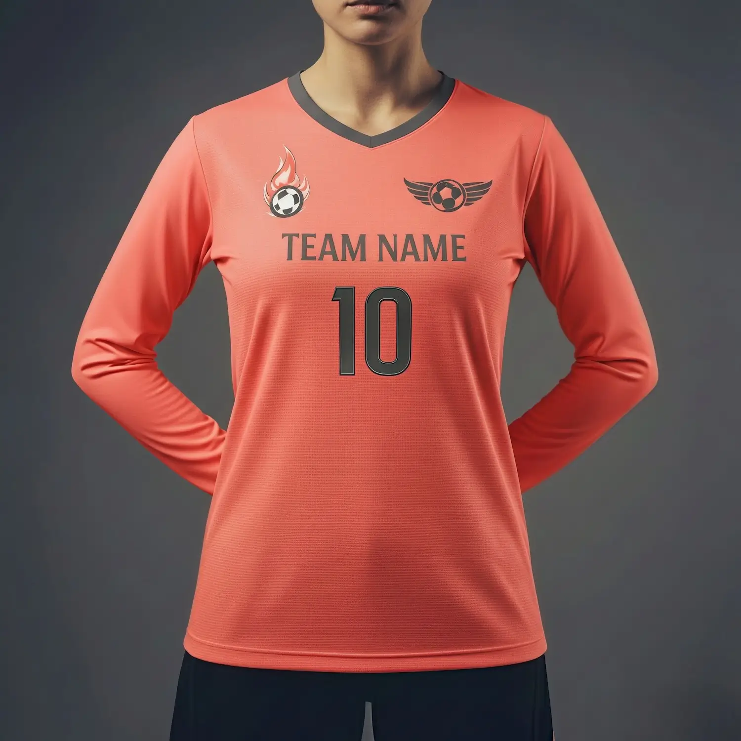 Soccer team wearing classic long sleeve V-neck jerseys in cooler weather