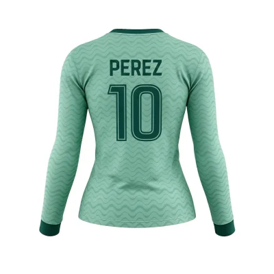 Elite soccer team in advanced long sleeve performance mesh V-neck jerseys during a match