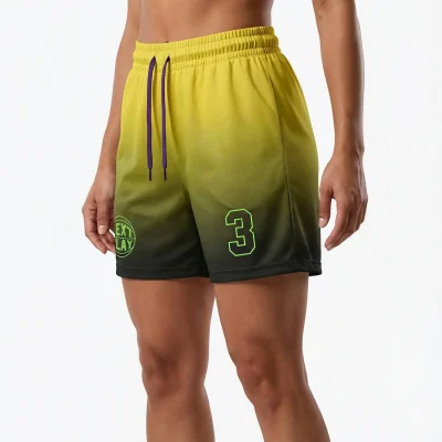 Female basketball player wearing 2-inch inseam premium Butterfly Mesh shorts
