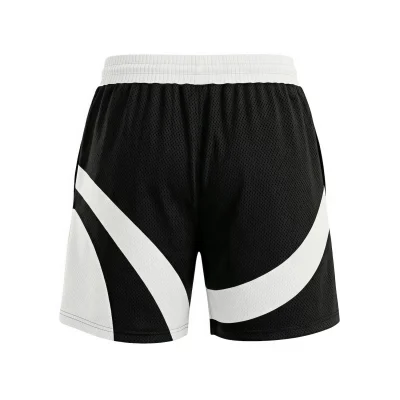 Array of women's basketball shorts in different fabrics (jacquard, mesh, interlock) showing the 2-inch shorter length and pocket detail.