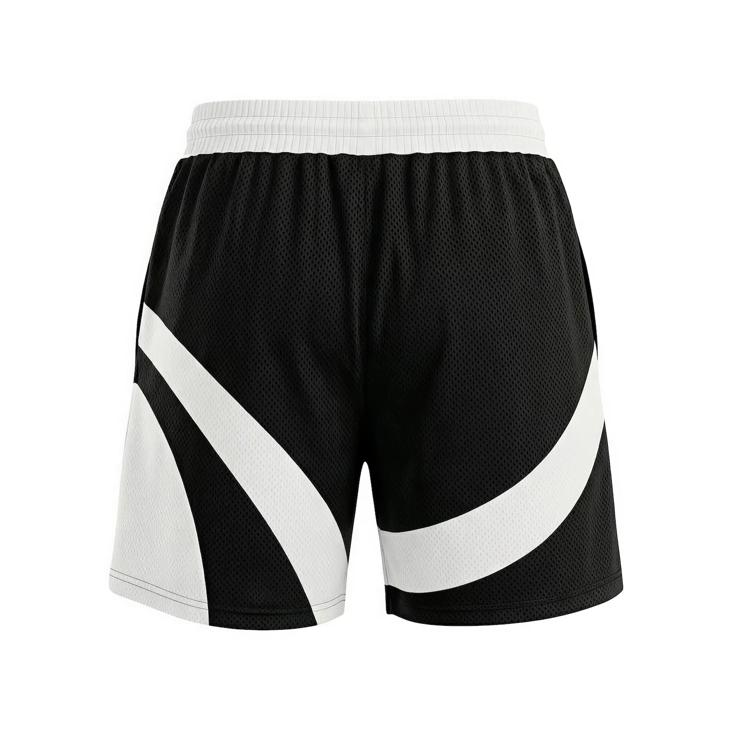 Array of women's basketball shorts in different fabrics (jacquard, mesh, interlock) showing the 2-inch shorter length and pocket detail.