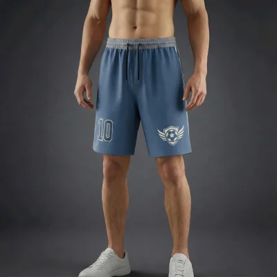 Soccer player wearing breathable performance mesh shorts in warm weather