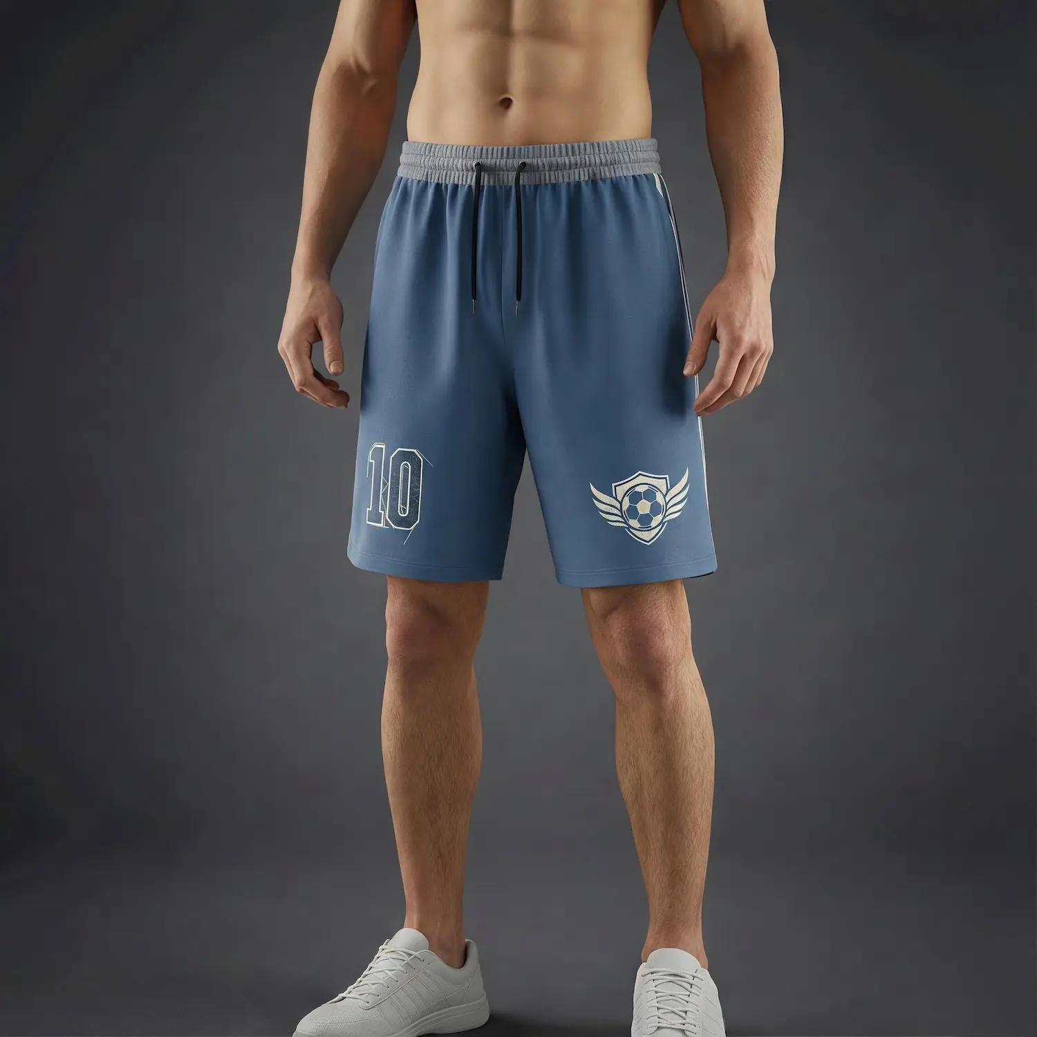 Soccer player wearing breathable performance mesh shorts in warm weather