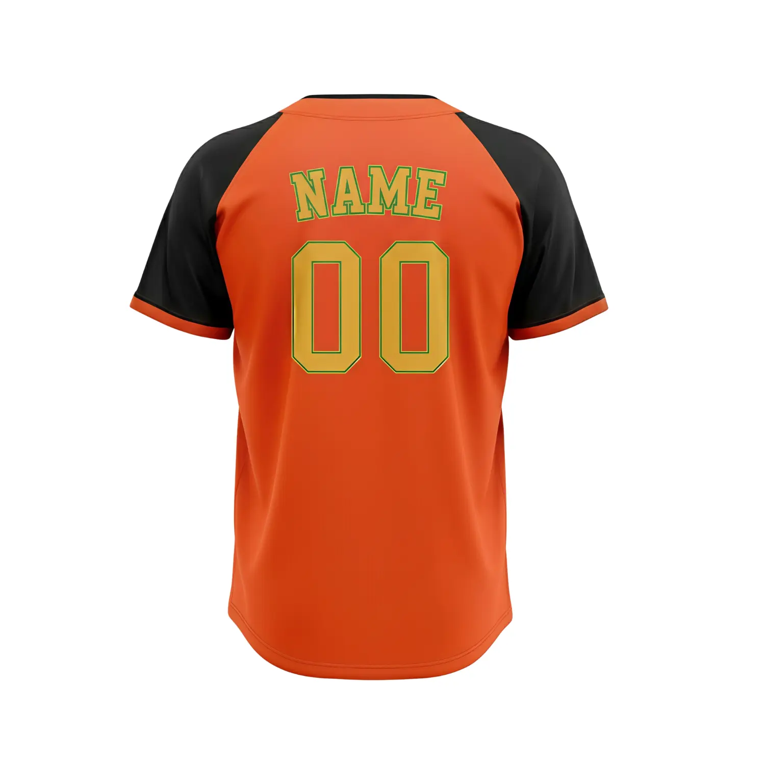 A premium custom 2-button baseball jersey made from durable 200G Interlock fabric with full sublimation printing.