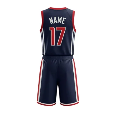 Custom sublimated basketball uniform kit featuring a jersey and shorts in durable, smooth 150G Interlock fabric.