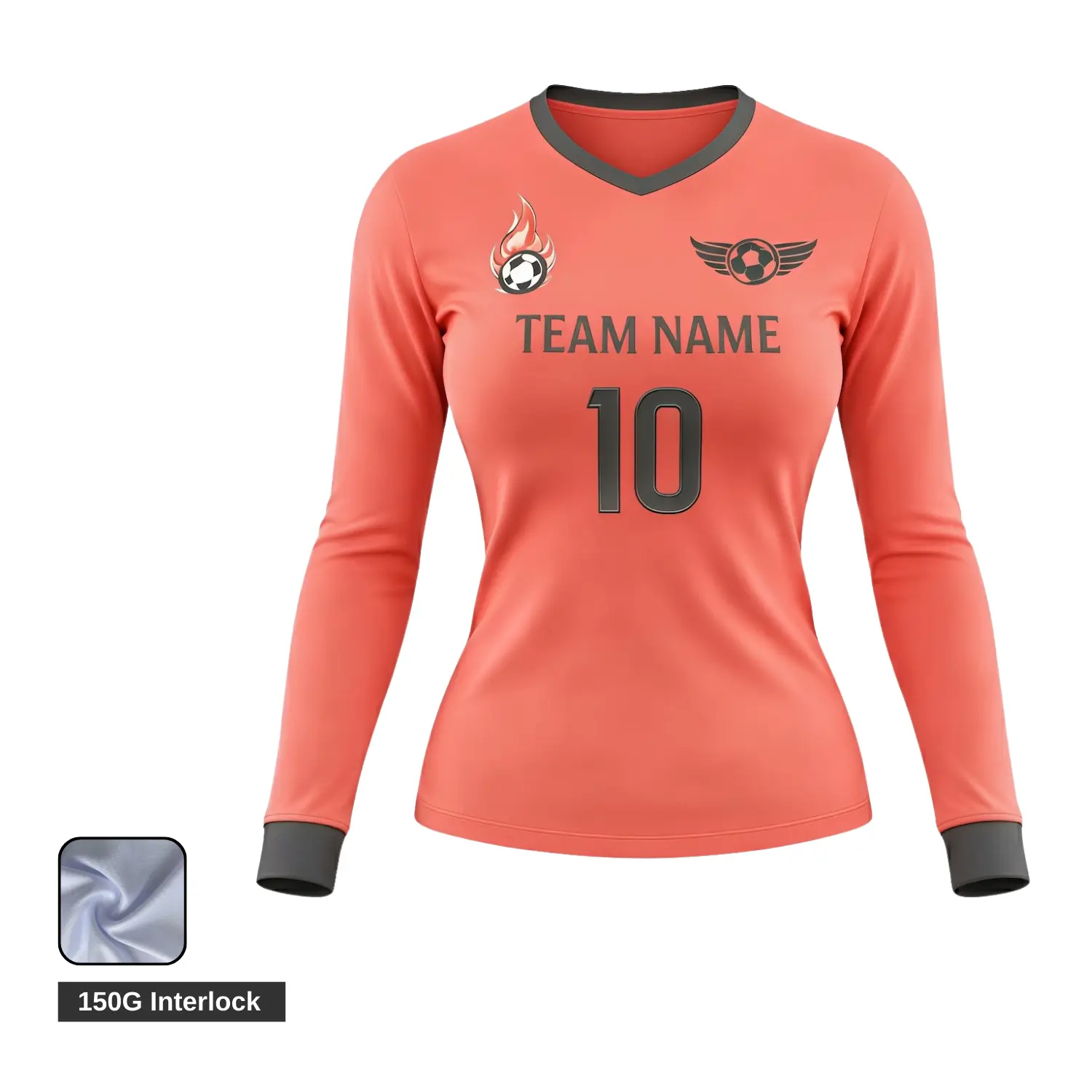 Soccer team wearing classic long sleeve V-neck jerseys in cooler weather