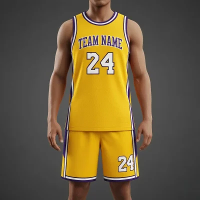 Premium 180G NBA-style jacquard fabric basketball uniform kit with structured jersey and shorts for a professional look.