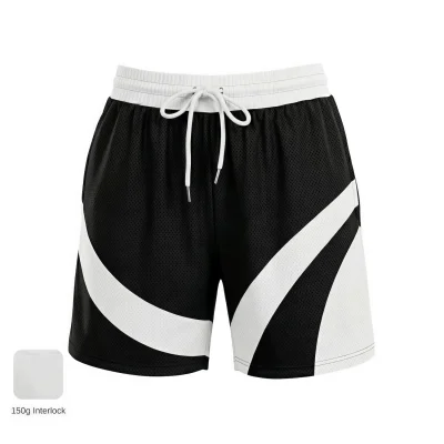 Array of women's basketball shorts in different fabrics (jacquard, mesh, interlock) showing the 2-inch shorter length and pocket detail.