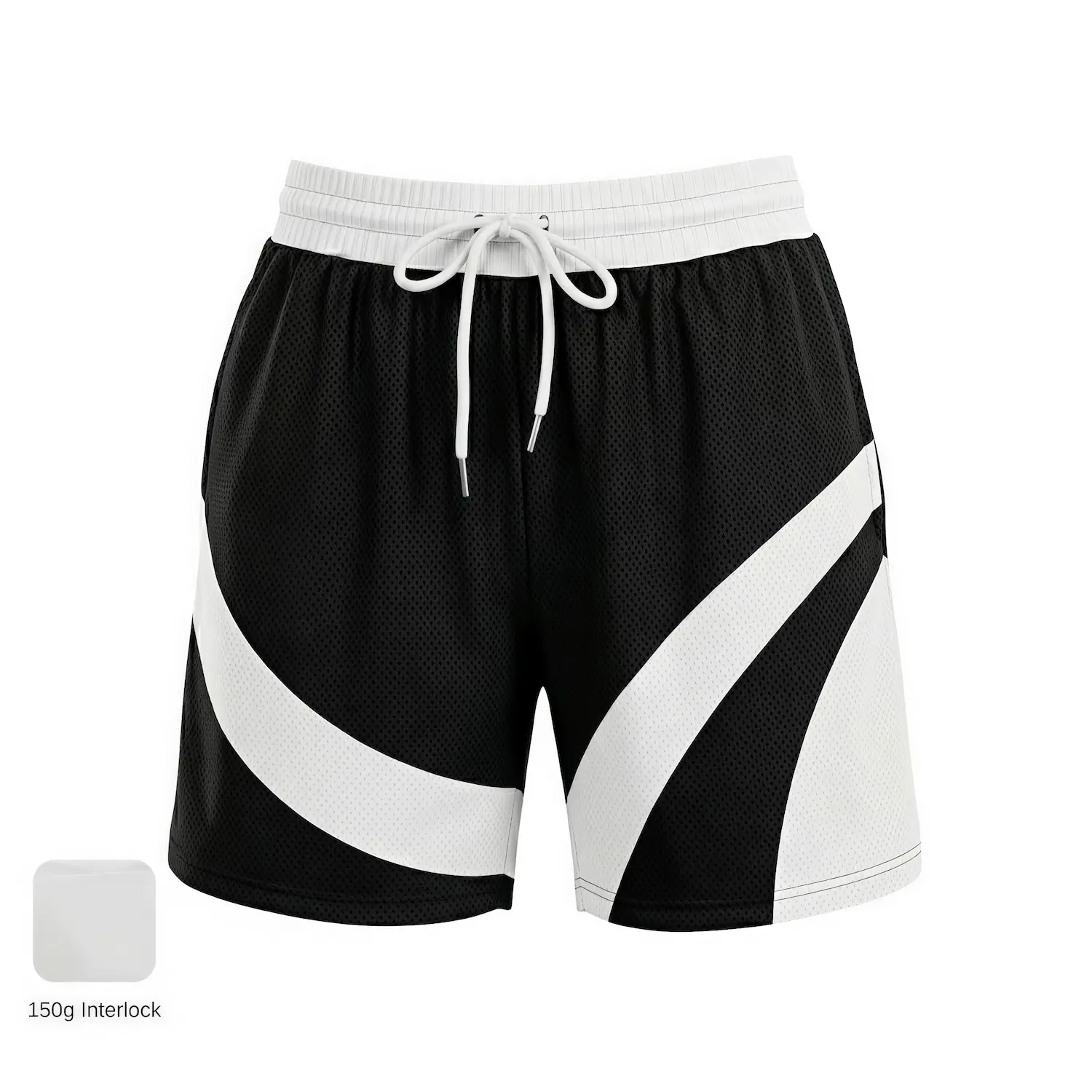 Array of women's basketball shorts in different fabrics (jacquard, mesh, interlock) showing the 2-inch shorter length and pocket detail.