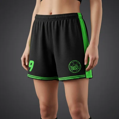 Women's soccer team wearing contoured interlock shorts during a match