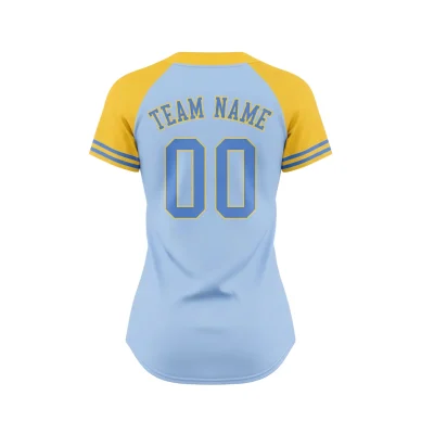 A lightweight custom women's baseball jersey with a soft feel, made from 150G Both Side Poly fabric with full sublimation.