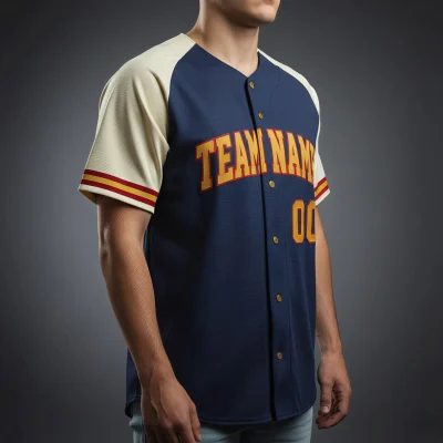 A lightweight custom full-button baseball jersey with a smooth finish, made from 150G Both Side Poly fabric.
