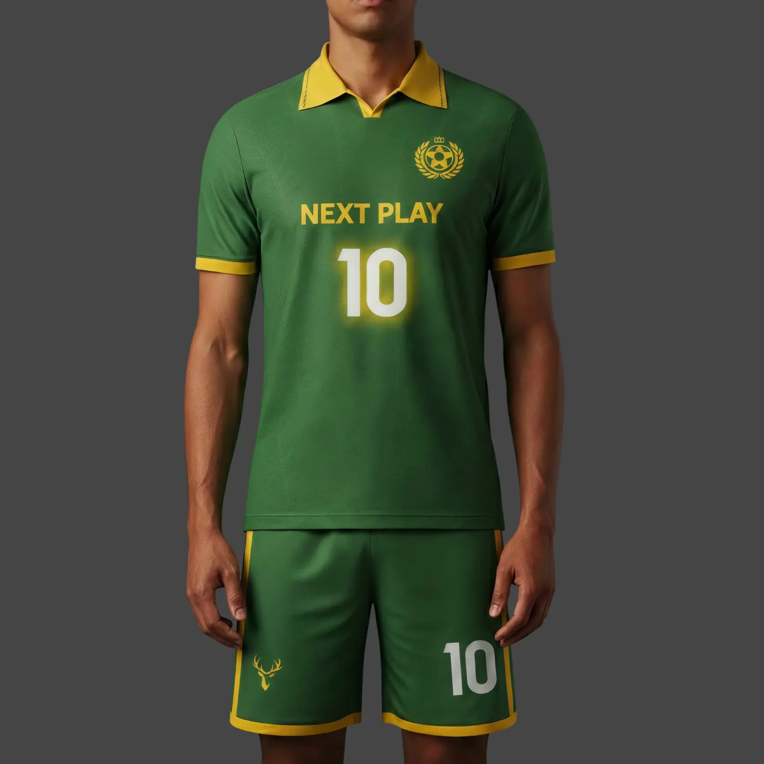 Soccer team wearing complete spandex uniform sets with flat lapel neck jerseys and matching compression shorts