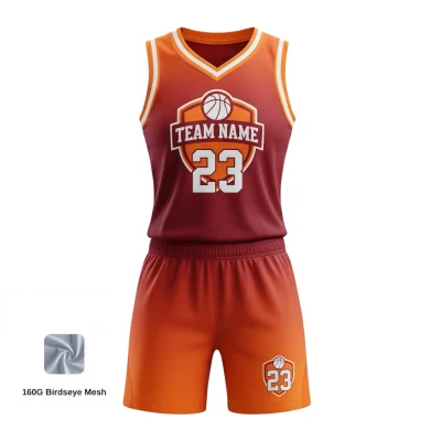 Women's-specific V-neck basketball uniform kit with a classic collar, contoured fit, and breathable 160G Birdseye Mesh.