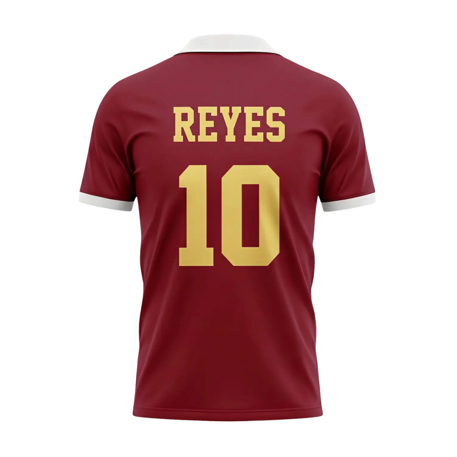 Soccer team wearing custom navy and gold luxury silk-feel jerseys with structured lapel flat V-neck collars