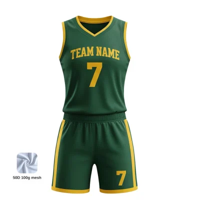 Women's-specific V-neck basketball uniform kit with a classic collar, contoured fit, and ultra-lightweight 50D 100G mesh.