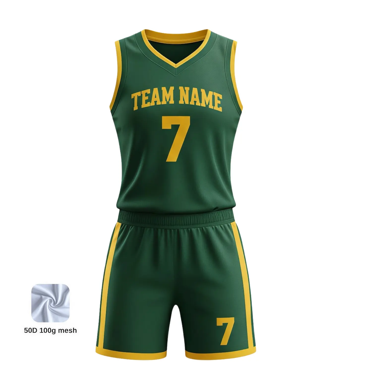 Women's-specific V-neck basketball uniform kit with a classic collar, contoured fit, and ultra-lightweight 50D 100G mesh.