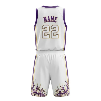 Classic V-neck basketball uniform kit with a traditional collar, made from ultra-lightweight 50D 100G mesh fabric.