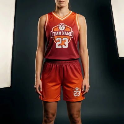 Women's-specific V-neck basketball uniform kit with a classic collar, contoured fit, and breathable 160G Birdseye Mesh.