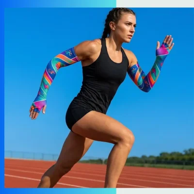 Alternative view of Custom Youth Gloves-Style Sublimated Arm Sleeves – Full Color Thumb Hole Sports Compression Sleeves