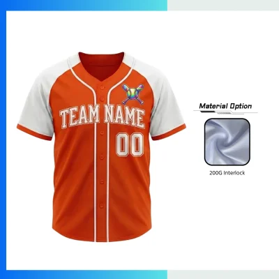 Custom Full-Button Baseball Jersey – 200G Interlock Sublimation Classic Team Uniform