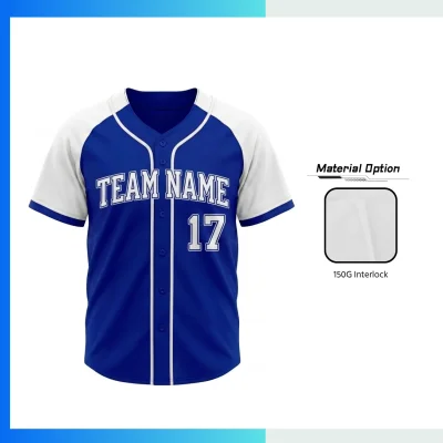 Custom Full-Button Baseball Jersey – 150G Both Side Poly Lightweight Sublimation Team Uniform