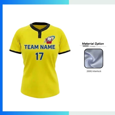 Custom Sublimation 2-Button Front Baseball Jersey with 200G Interlock