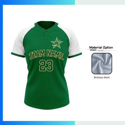 Custom 2-Button Baseball Jersey – Women’s Fit 160G Birdseye Mesh Full Sublimation Team Uniform