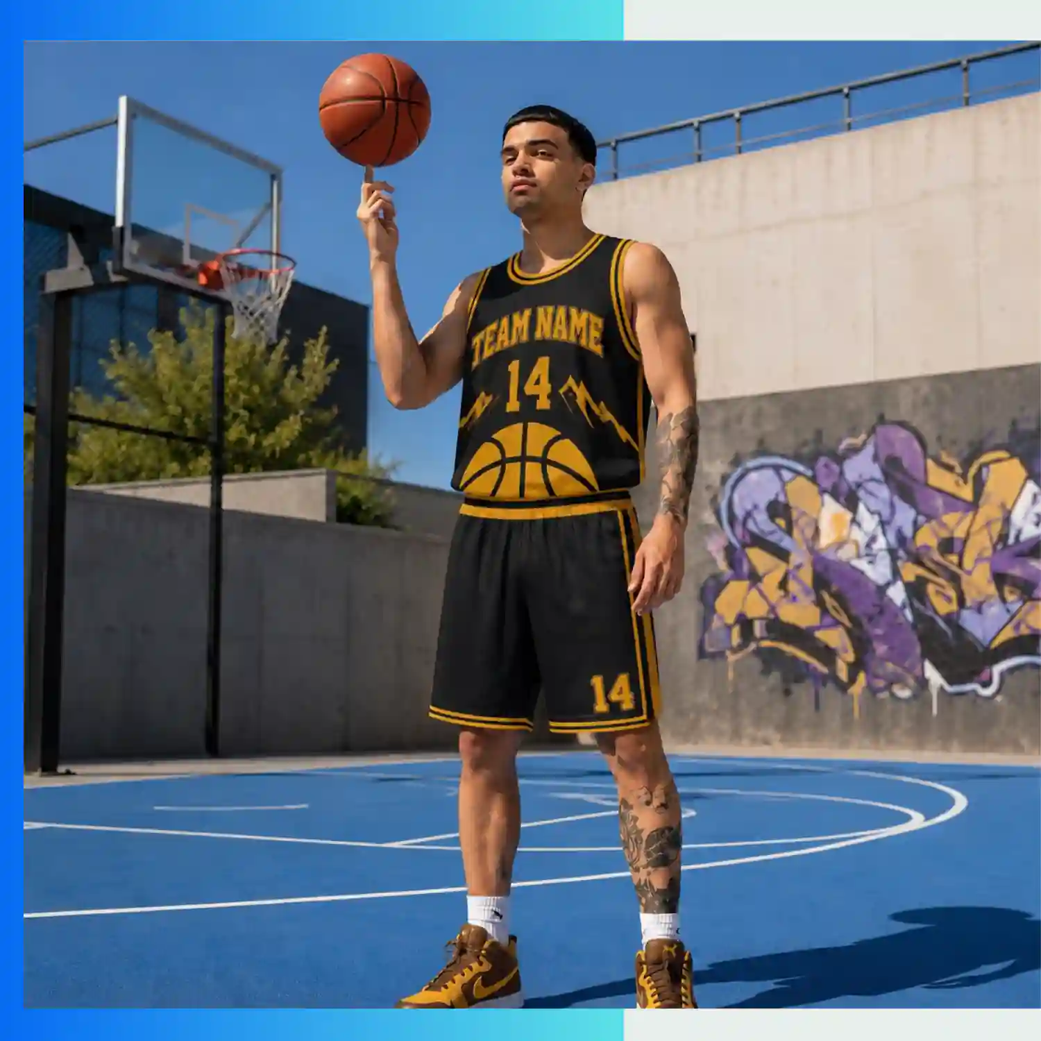 Custom Flashed V Fabric Basketball Uniform Kit with 150GSM Flashed V Fabric - Image 3