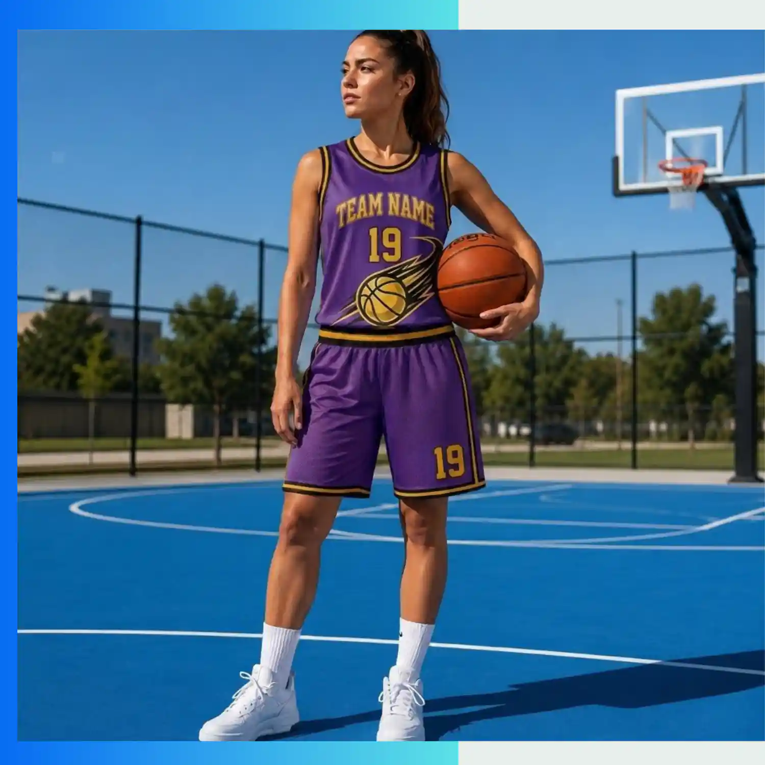 Custom Women’s Basketball Uniform Kits with 150G Interlock - Image 3