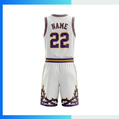 Alternative view of Custom V-Neck Basketball Uniform Kits with 50D 100G Mesh
