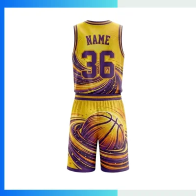 Alternative view of Custom V-Neck Basketball Uniform Kits with  130G Butterfly Mesh