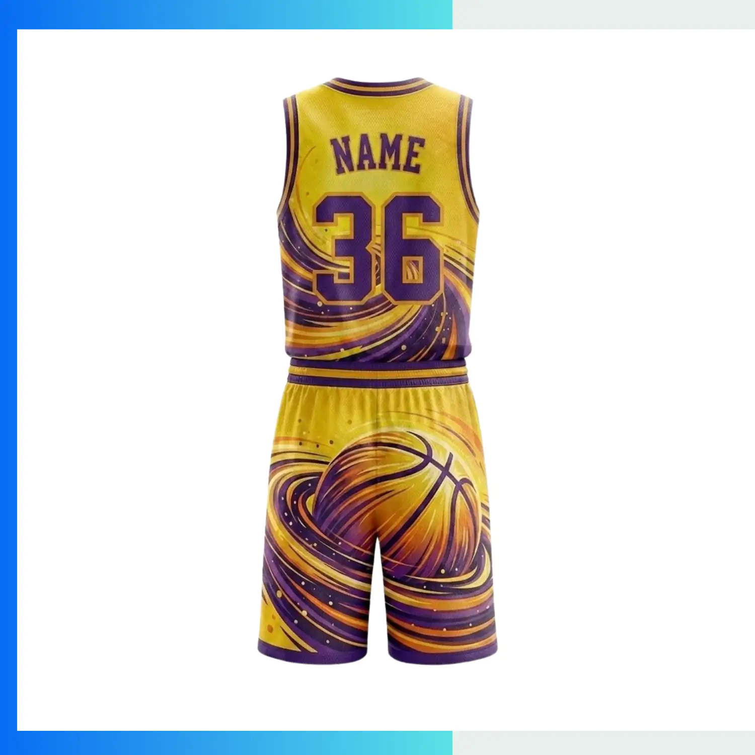 Custom V-Neck Basketball Uniform Kits with 130G Butterfly Mesh - Image 2