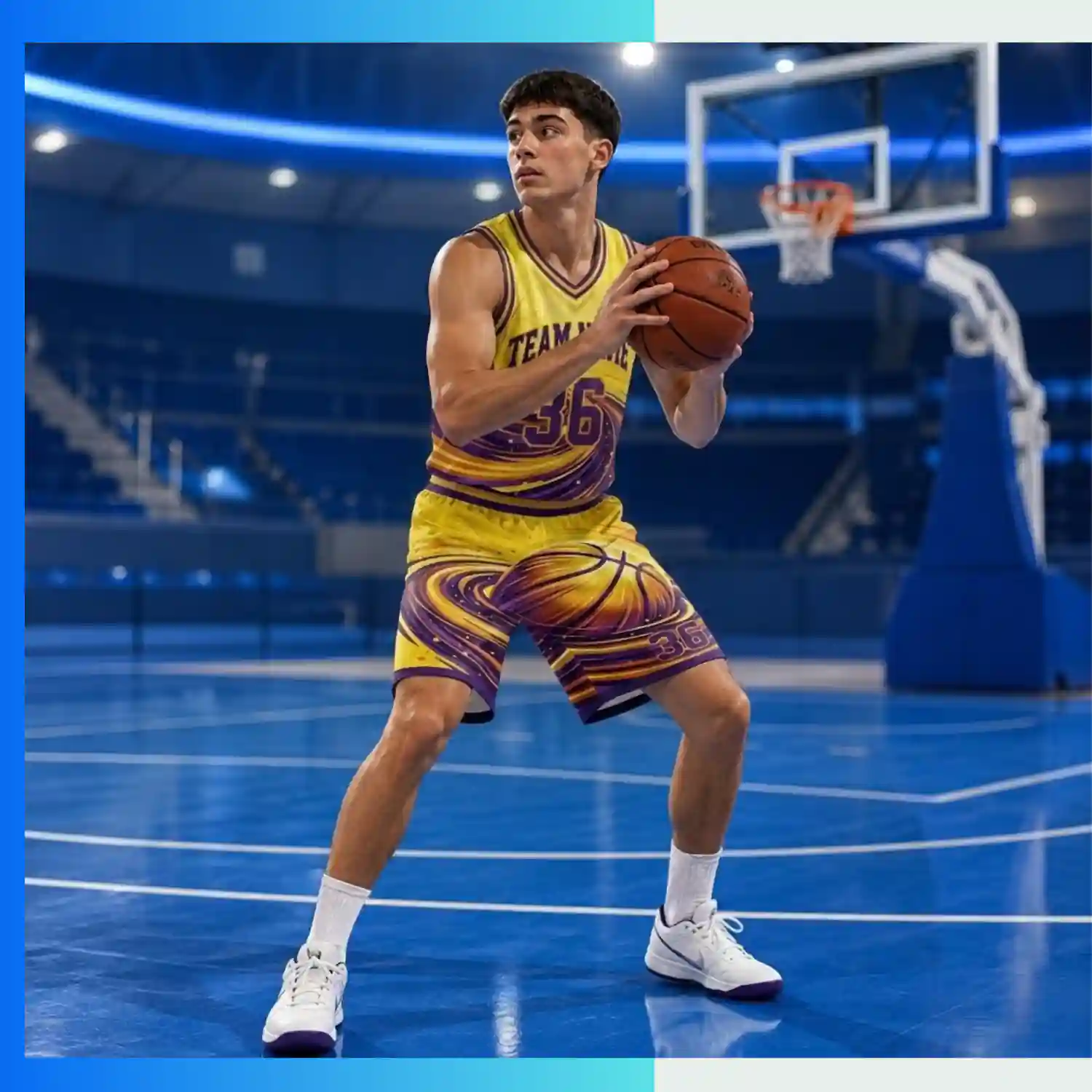 Custom V-Neck Basketball Uniform Kits with 130G Butterfly Mesh - Image 3