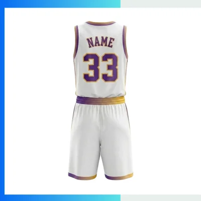 Alternative view of Custom V-Neck Basketball Uniform Kits with 150G Short Hole Mesh