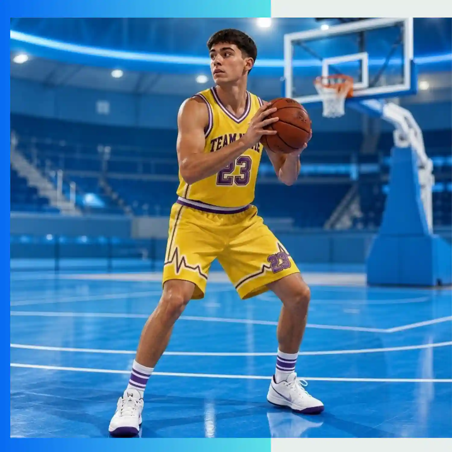Custom V-Neck Basketball Uniform Kits with 150G Interlock - Image 3