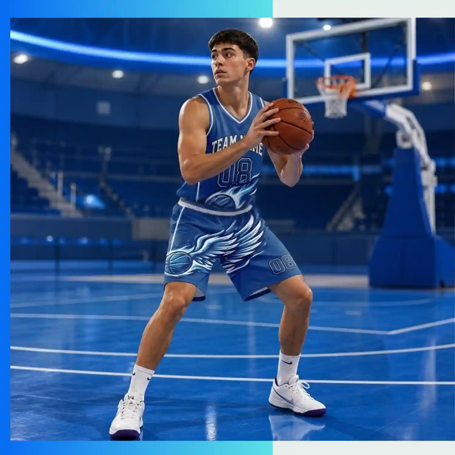 Custom V-Neck Basketball Uniform Kits with 180G NBA-Style Fabric - Image 3