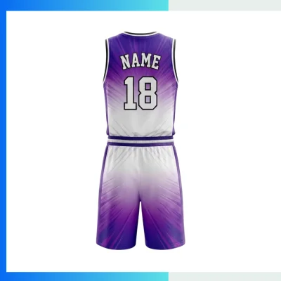 Alternative view of Custom V-Neck Basketball Uniform Kits with 160G Butterfly Mesh