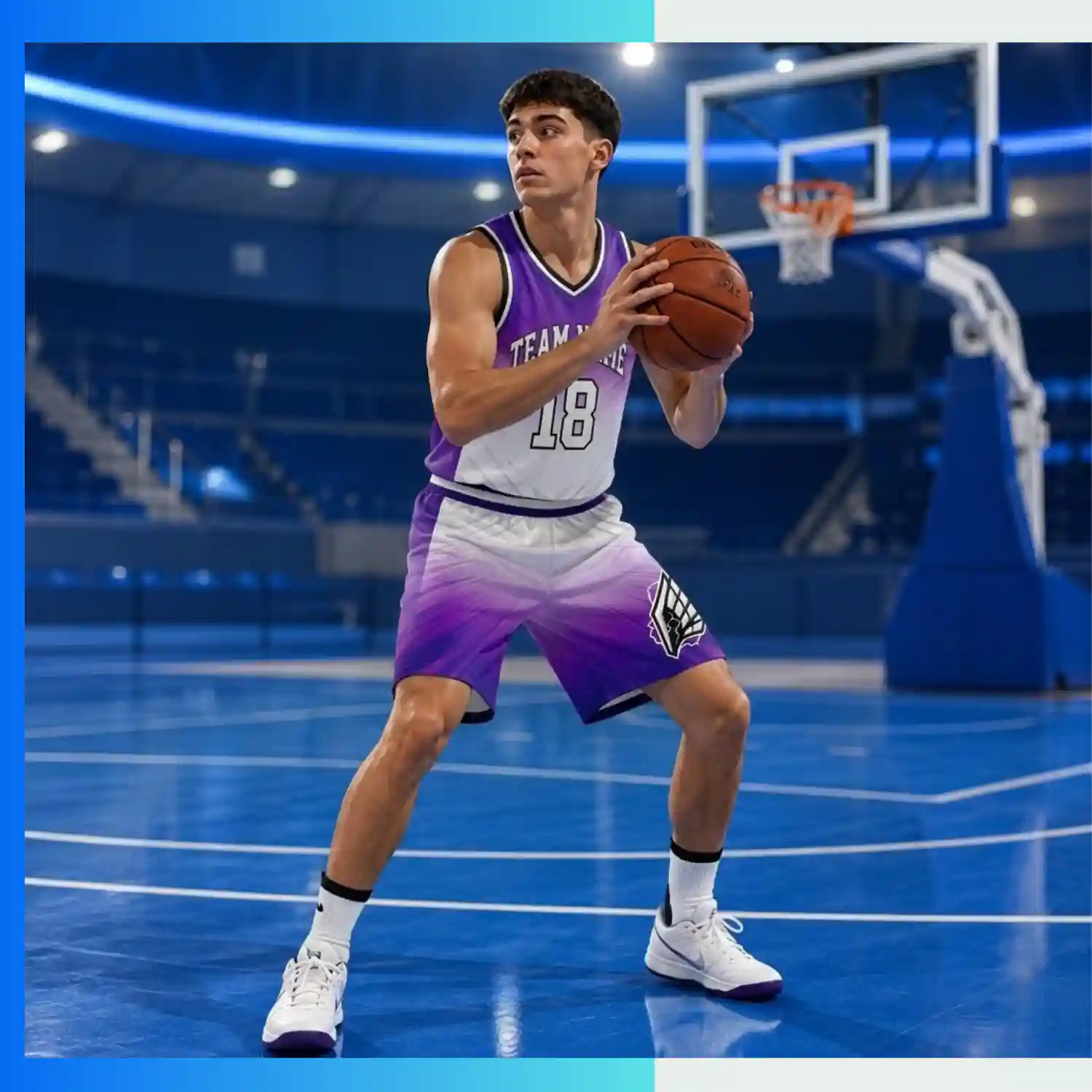 Custom V-Neck Basketball Uniform Kits with 160G Butterfly Mesh - Image 3