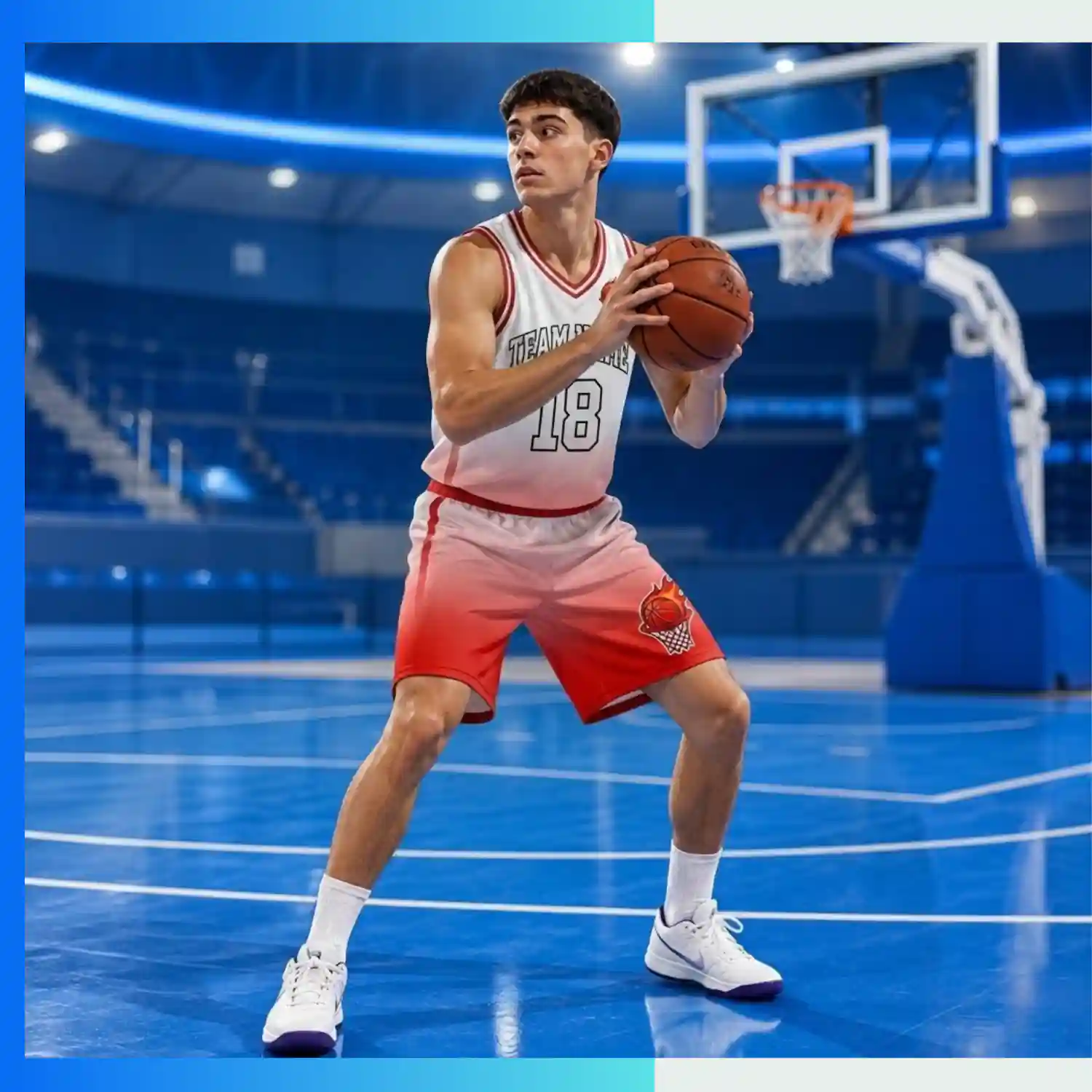 Custom V-Neck Basketball Uniform Kits with 160G Jacquard - Image 3