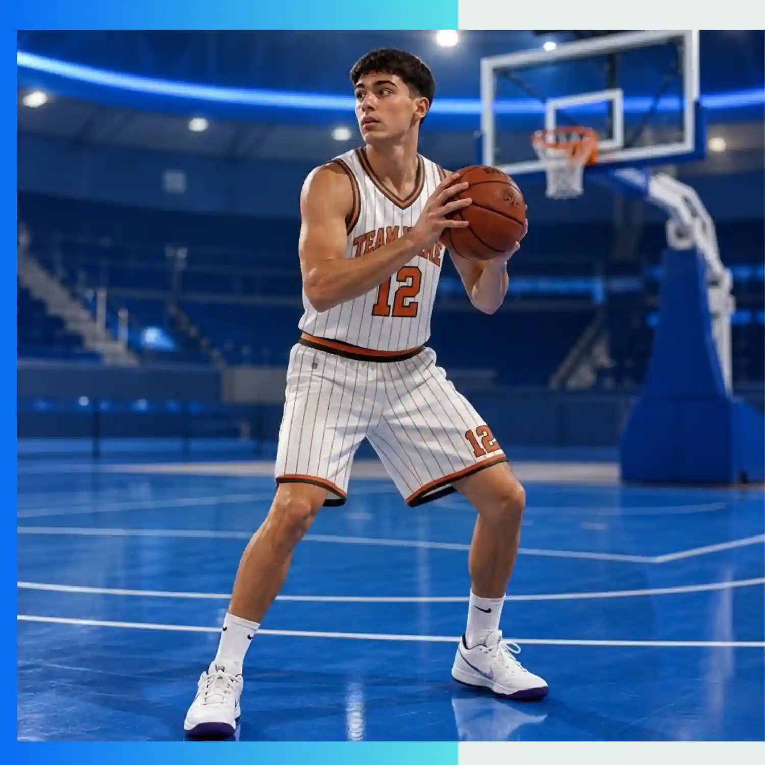 Custom V-Neck Basketball Uniform Kits with 150GSM Flashed V Fabric - Image 3