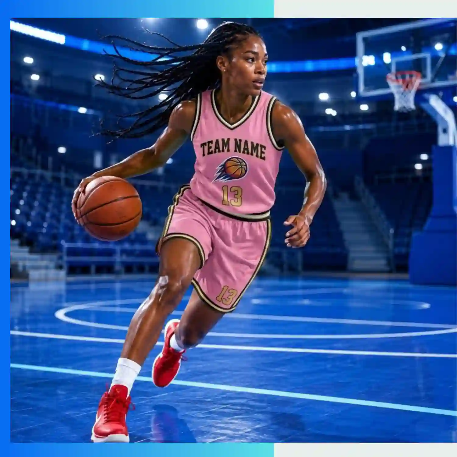 Custom Women’s V-Neck Basketball Uniform Kits with 150G Interlock - Image 3