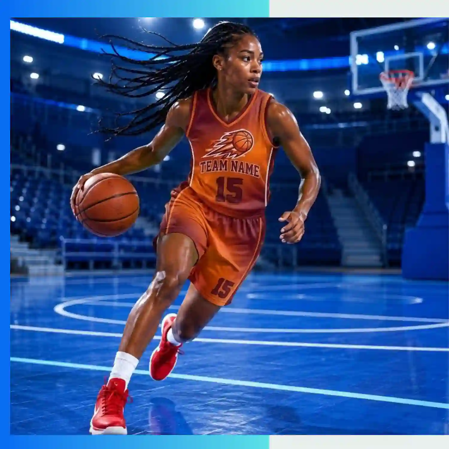 Custom Women’s V-Neck Basketball Uniform Kits with 160G Birdseye Mesh - Image 3