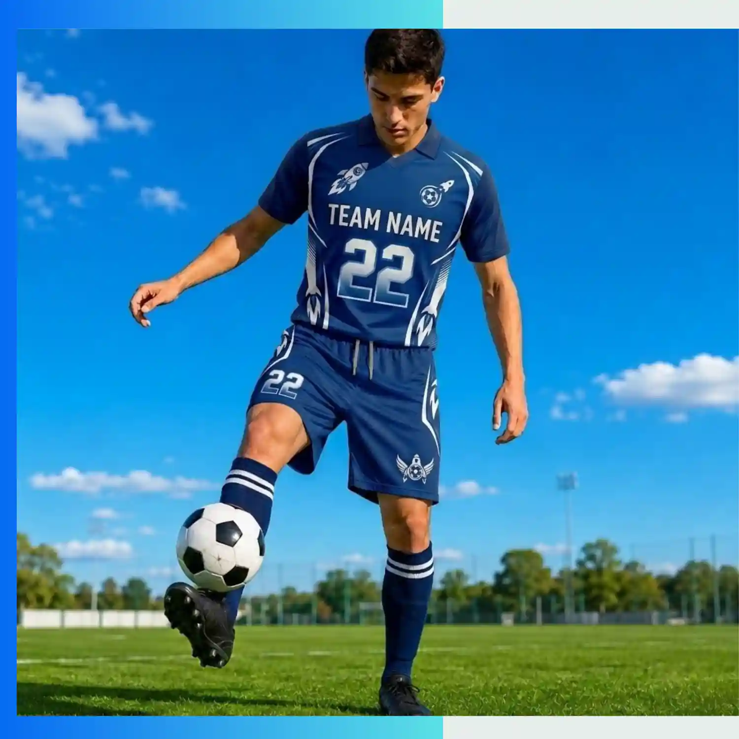 Custom Breathable Soccer Uniform Set – Jersey & Shorts Full Sublimation with 160G Birdseye Mesh - Image 3