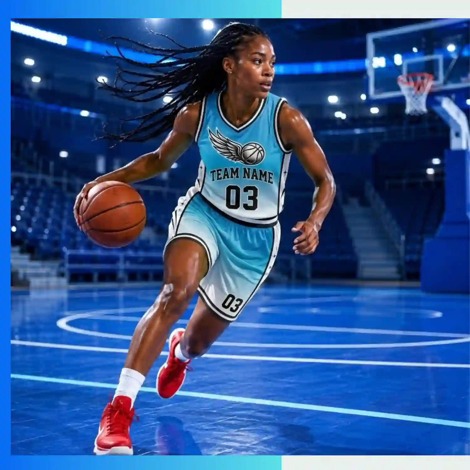 Custom Women’s V-Neck Basketball Uniform Kits with 160G Butterfly Mesh - Image 3