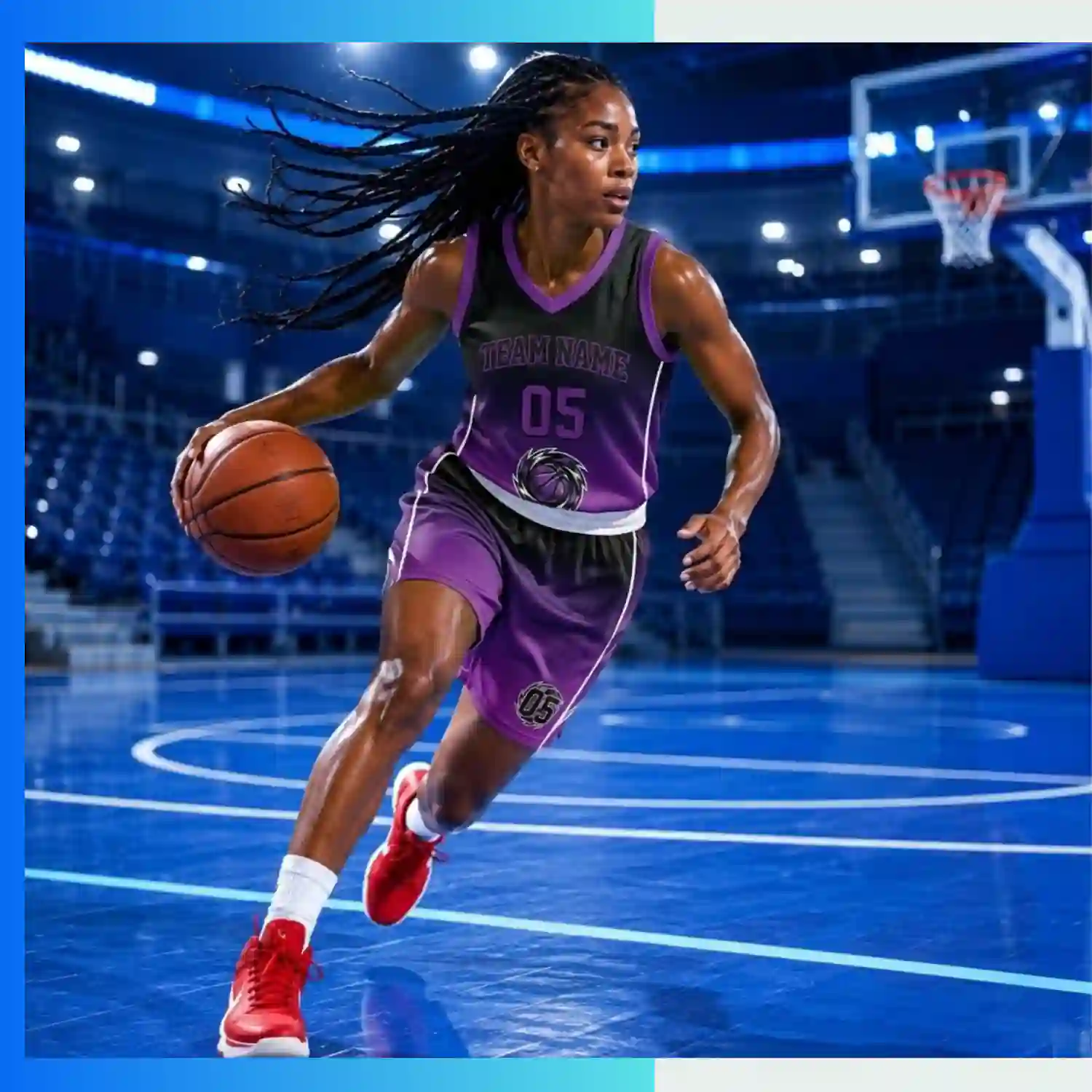 Custom Women’s V-Neck Basketball Uniform Kits with 160G Jacquard - Image 3