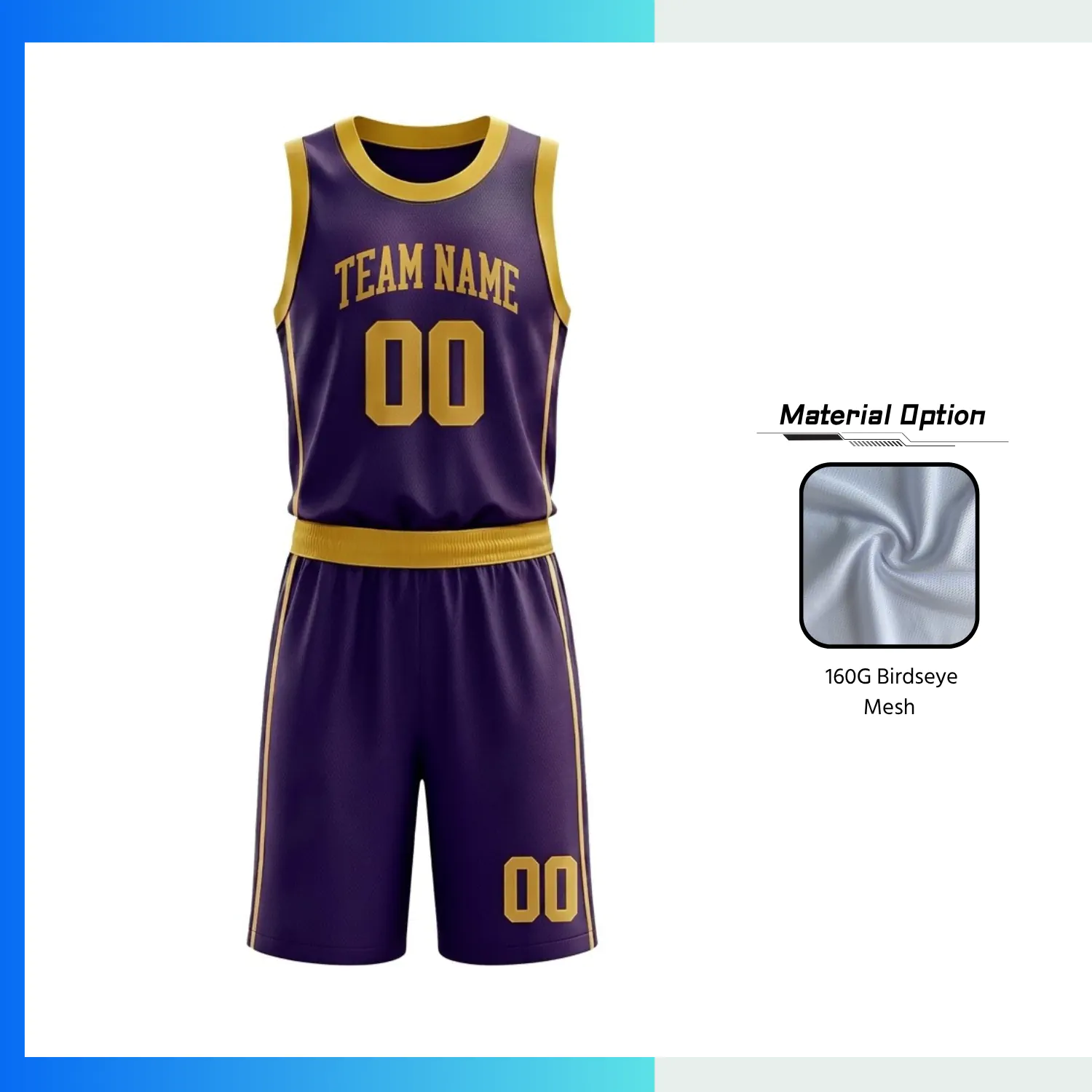 Custom Basketball Uniform Kits with160G Birdseye Mesh