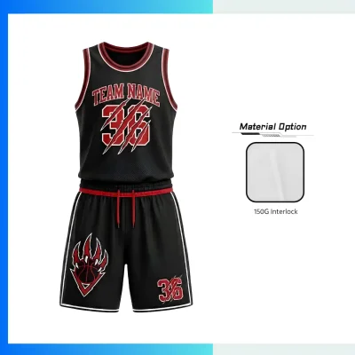 Custom Basketball Uniform Kits with 150G Interlock