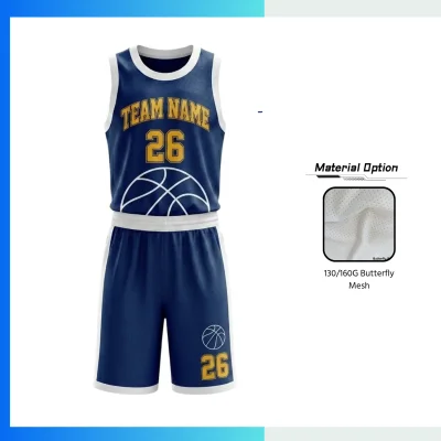 Custom Basketball Uniform Kits with 130G/160G Butterfly Mesh