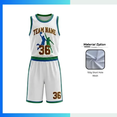 Custom Basketball Uniform Kits with 150G Short Hole Mesh